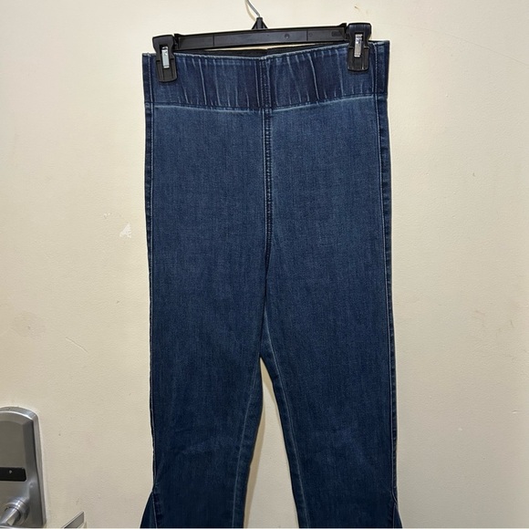 MuMu Blue Elastic Waistband Bootcut Distressed Jeans Size XS - Picture 2 of 13